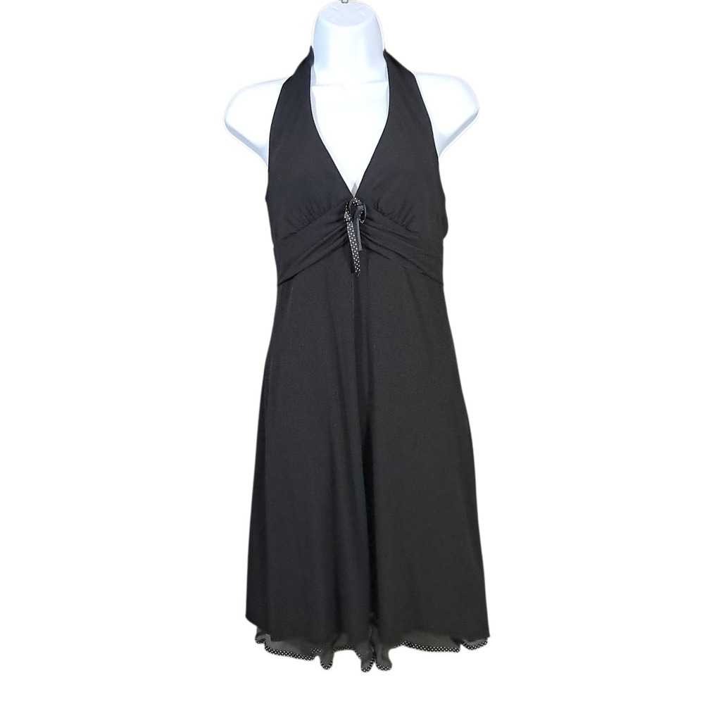 VTG Y2K Rampage Black Deep V Neck Dress Medium Feminine USA Mesh Prom Homecoming